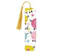Marque-pages en bois imprimé double face représentant un cochon avec un cœur - Cadeau d'anniversaire pour homme et femme - Pour les amateurs de livres