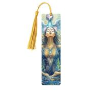 Marque-pages en bois imprimé double face unique de méditation florale, accessoires de livre artistique, cadeaux d'anniversaire pour hommes et femmes, cadeaux pour les amateurs de livres