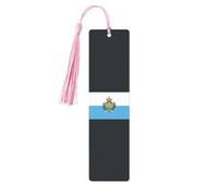 Marque-pages en bois imprimé drapeau de Saint-Marin avec pompons, marqueurs de livre en bois pour les amateurs de livres, les enseignants et les cadeaux