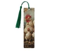 Marque-pages en bois imprimé d'une couvée de poules - Accessoires pour homme et femme - Pour les amateurs de livres