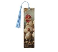 Marque-pages en bois imprimé d'une couvée de poules - Accessoires pour homme et femme - Pour les amateurs de livres