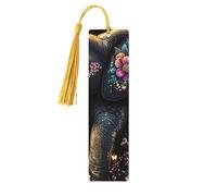 Marque-pages en bois imprimé éléphant en cinq dimensions - Œuvre d'art double face unique - Accessoires de livre artistique - Cadeaux d'anniversaire pour homme et femme - Cadeaux pour les amateurs de