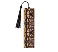 Marque-pages en bois imprimé guitare musicale avec pompon pour lecteurs et amateurs de livres - Cadeaux artistiques faits à la main pour enseignants, collègues, décoration de bureau.