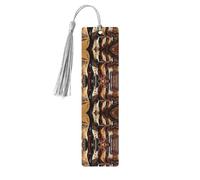 Marque-pages en bois imprimé guitare musicale avec pompon pour lecteurs et amateurs de livres - Cadeaux artistiques faits à la main pour enseignants, collègues, décoration de bureau.