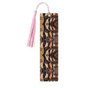 Marque-pages en bois imprimé guitare musicale avec pompon pour lecteurs et amateurs de livres - Cadeaux artistiques faits à la main pour enseignants, collègues, décoration de bureau.