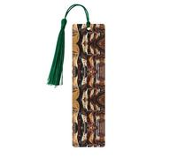 Marque-pages en bois imprimé guitare musicale avec pompon pour lecteurs et amateurs de livres - Cadeaux artistiques faits à la main pour enseignants, collègues, décoration de bureau.