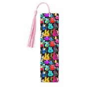 Marque-pages en bois imprimé guitares colorées avec pompons, marqueurs de livre en bois pour les amateurs de livres, les enseignants et les cadeaux