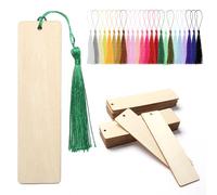 Marque-pages en Bois Naturel, 24 Pièces Marque Page Bois avec 24 Pièces Pompons Coloré, Marque Page Livre pour Marqueurs de Lecture, Décoration Bricolage et Cadeaux pour Enseignants