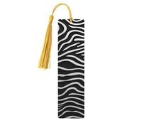 Marque-pages en bois noir et blanc pour les amateurs de livres, fait à la main avec pompons colorés, marqueurs de page imprimés double face, accessoires de livre artistique, cadeau pour homme et femme