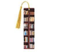 Marque-pages en bois pour les amateurs de livres, fait à la main avec pompons colorés, marque-page imprimés double face, accessoires de livre artistique, cadeau pour homme et femme