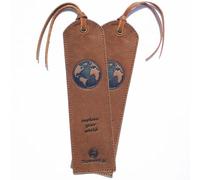 Marque Pages en Cuir Fait Main | Sovereign-Gear | Marque-pages Pour Femmes et Hommes Avec un Motif de Carte du Monde | 2 Signet Pour Livre en Cuir Véritable avec Glands Pour Les Lecteurs
