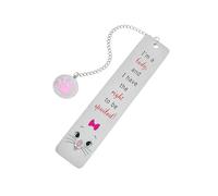 Marque-pages en forme de chaton avec chaîne gravée en acier inoxydable avec trou de suspension, cadeau pour les amateurs de livres, les étudiants, les lecteurs en métal