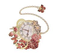 Marque-pages en forme de fleur et d'horloge - Marque-pages créatifs - En métal - Rétro - Avec chaîne - Fleur et horloge