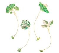 Marque-Pages en Métal 4pcs - Pendentif Marque-Page Floral Feuille Bananier Feuille de Lotus Monstera pour Livre - Cadeau pour Enseignant, Écrivain, Lecteur
