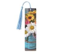 Marque-pages en métal avec pampilles et fleurs fraîches de la ferme - Pendentifs uniques faits à la main - Marque-page en bois - Jolis ornements à suspendre pour les amateurs de livres, cadeaux
