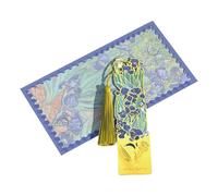 Marque-pages en métal avec pompons pour peinture à l'huile - Marqueur de page - Fleur creuse - Cadeau pour les amateurs de livres - Art pour les lecteurs