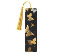 Marque-pages en métal doré et blanc avec papillons noirs imprimés M - Marqueur de livre en aluminium léger doré pour livres, journaux et cadeaux, idéal pour les amateurs de livres, décoration de