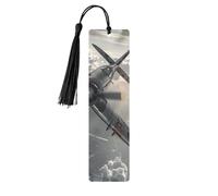 Marque-pages en métal imprimé avion de la Seconde Guerre mondiale M - Noir léger en aluminium pour livres, journaux et cadeaux, idéal pour les amateurs de livres, décoration de vacances et travaux