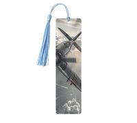 Marque-pages en métal imprimé avion de la Seconde Guerre mondiale S - Bleu ciel léger en aluminium pour livres, journaux et cadeaux, idéal pour les amateurs de livres, décoration de vacances et