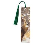 Marque-pages en métal imprimé cerf blanc pour femme - Cadeau idéal pour les amateurs de livres Vert foncé