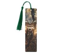 Marque-pages en métal imprimé cerf sauvage nature pour femme - Cadeau idéal pour les amateurs de livres Vert foncé
