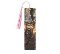 Marque-pages en métal imprimé cerf sauvage nature pour femme - Cadeau idéal pour les amateurs de livres Rose