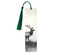 Marque-pages en métal imprimé cerf sauvage pour femme - Cadeau idéal pour les amateurs de livres Vert foncé