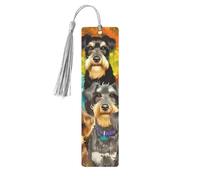 Marque-pages en métal imprimé chiens schnauzer mignons à l'huile, cadeau idéal pour les amateurs de livres, gris