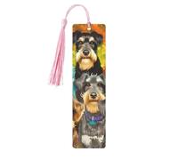 Marque-pages en métal imprimé chiens schnauzer mignons à l'huile, cadeau idéal pour les amateurs de livres, rose