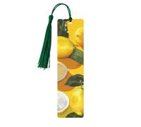 Marque-pages en métal imprimé citrons jaunes pour femme - Cadeau idéal pour les amateurs de livres Vert foncé