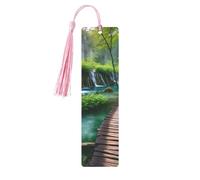 Marque-pages en métal imprimé du parc national des lacs de Plitvice - Taille S - Rose - Léger - En aluminium - Pour livres, journaux et cadeaux, idéal pour les amateurs de livres, décoration de