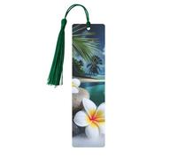 Marque-pages en métal imprimé fleur tropicale et pierre zen pour femme - Cadeau idéal pour les amateurs de livres Vert foncé