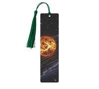 Marque-pages en métal imprimé galaxie avec système solaire pour femme - Cadeau idéal pour les amateurs de livres Vert foncé