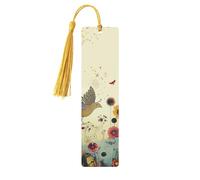 Marque-pages en métal imprimé poule avec papillons volants parmi fleur M - Or léger en aluminium pour livres, journaux et cadeaux, idéal pour les amateurs de livres, décoration de vacances et travaux