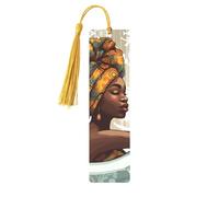 Marque-pages en métal pour fille africaine avec pompon, marqueurs de livre cool pour la lecture, femme, homme, ornement à suspendre en aluminium, accessoires de lecture, cadeau pour les amateurs de