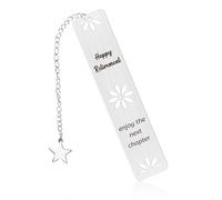 Marque-Pages Happy Retirement, en Acier Inoxydable Marque-Pages Cadeaux de Retraite Enjoy The Next Chapter Fleur Creuse avec Chaîne d'Extension pour Collègues Retraités Employés Amis Lecteurs