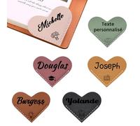 Marque-pages magnétiques en cuir personnalisés - personnalisés avec initiales et nom gravés, pour la lecture, pour femmes et hommes, amoureux des livres (Marque-pages Love)