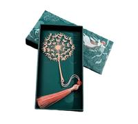 Marque-pages métal avec boîte cadeau, 1 pièce bookmark lecteur, 7,5 x 5,3 cm, franges décoratives, accessoire lecture élégant pour cadeau élève, enseignant, femme lectrice