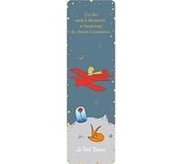 Marque pages Petit Prince en avion voyant au loin son renard et sa rose - dimension 17*5cm