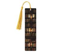 Marque-pages pour lecteurs, amoureux des livres, bibliothèque, étagère, marque-page en bois avec pompons