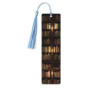 Marque-pages pour lecteurs, amoureux des livres, bibliothèque, étagère, marque-page en bois avec pompons