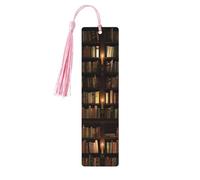 Marque-pages pour lecteurs, amoureux des livres, bibliothèque, étagère, marque-page en bois avec pompons
