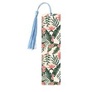Marque-pages pour lecteurs amoureux des livres Palmiers et paradis Plumeria Marque-page en bois avec pompons