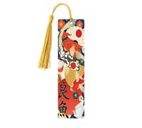 Marque-pages pour lecteurs et amoureux des livres, motif carpes japonaises et chat porte-bonheur, marque-page en bois avec pompons