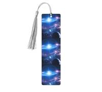 Marque-pages pour lecteurs et amoureux des livres, motif nébuleuse, univers, planète spatiale, en bois avec pompons
