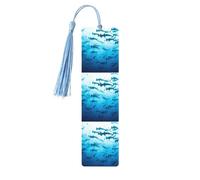 Marque-pages pour lecteurs et amoureux des livres : Requins-marteaux sur les îles. Marque-page en bois avec pompons.