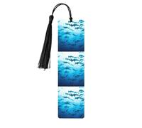 Marque-pages pour lecteurs et amoureux des livres : Requins-marteaux sur les îles. Marque-page en bois avec pompons.