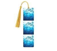 Marque-pages pour lecteurs et amoureux des livres : Requins-marteaux sur les îles. Marque-page en bois avec pompons.