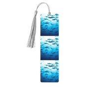 Marque-pages pour lecteurs et amoureux des livres : Requins-marteaux sur les îles. Marque-page en bois avec pompons.