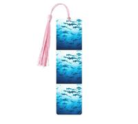 Marque-pages pour lecteurs et amoureux des livres : Requins-marteaux sur les îles. Marque-page en bois avec pompons.